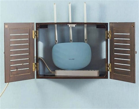 Wall Mounted Cable Organizer Box Perfect For Set Top Box And Router Storage with router inside, blue small size