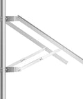 Universal Solar Panel Dual Arm Mount Kit With Support Pole And Wall Bracket, side view showing adjustable arms and aluminum construction.
