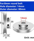 U Shaped Aluminum Alloy Pulley With Single Slot O Type Design, 8mm Bore, 12mm Shaft, 60mm Outer Diameter, Round PU Wheel, V Belt Or O Strap Compatible, Built Tough Heavy Duty Drive Pulley For Industrial Motors And Equipment, 80mm OD