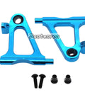 Blue CNC machined 6061-T6 aluminum front upper suspension arms for Beefed Up Aluminum TT02 Swing Arm Upgrade Kit For One Tenth Scale On Road RC Cars Front Upper And Lower Suspension Arms Rear Upper And Lower Suspension Arms Fits Tamiya TT02 Blue Or Red, shown with included screws and bushings.