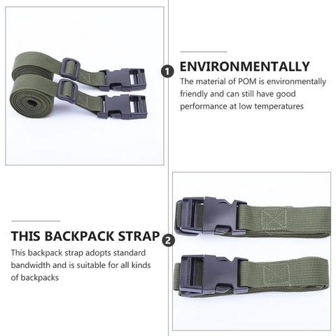 Military Green Nylon Lashing Straps With Snap Buckle 2 Pack, ideal for camping, backpacking, tent securing, and cargo tie-down.