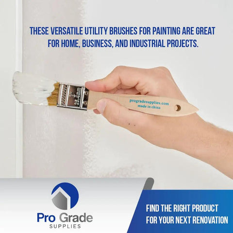 Chip Paint Brushes Pack 24 Count 1 Inch Wide With White Bristles And Light Brown Square Trim Handles Do It All For Painting Stains Varnish Acrylic Or Gesso Great For Home Projects And Light Industrial Use