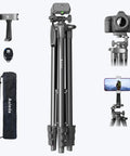 71 Inch Aluminum Camera Tripod Stand With Wireless Remote And Phone Holder, Carry Bag Included, Tall Lightweight Travel Tripod For Outdoor Photography, Supports Up To 6.6 Pounds
