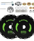 Heavy Duty 9 Inch 20T Carbon Steel Chainsaw Brush Cutter Blade Kit with files and adapters, visible blades and components.