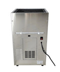 Heavy Duty Commercial Snowflake Ice Shaver Automatic Electric Flake Maker rear view with stainless steel finish and power connection.