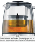 Tea Maker Infuser And Water Kettle 51 Oz Capacity With Programmable One Touch Controls And Auto Tea Basket, stainless glass