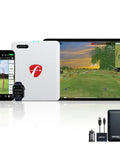 Gen2 Portable Golf Launch Monitor And Simulator With 18 Swing Data Points displayed with GPS and E6 courses on screen