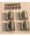 Vintage Zinc Alloy Cabinet Hinges Set Of 4 Pcs with 20 screws, rugged DIY friendly furniture hardware on wooden surface