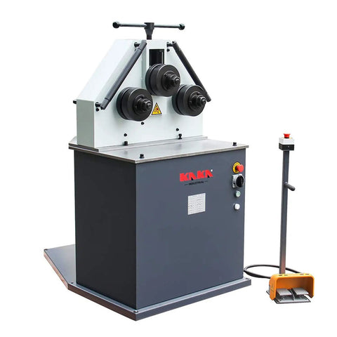 Heavy Duty Three Roll Electric Bender Handles Flat Bar Square Tube And Angle Steel With Slick One Point Five Kilowatt Motor Built Tough For Horizontal Or Vertical Metal Shaping On Any Job Site