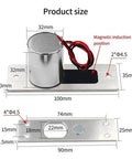 Heavy Duty Electronic Drop Bolt NC Door Lock DC 12V stainless steel solenoid with mounting plate size specifications.