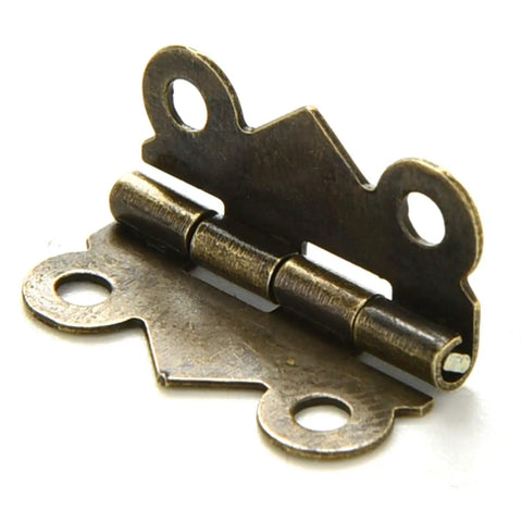 Close-up of a gold mini butterfly hinge showcasing 180-degree opening, part of 10 pcs mini butterfly hinges gold for jewelry boxes and wood boxes dollhouse cabinets and drawers diy repair retro dope decorative hardware 180 degree opening perfect for box repair and craft projects.