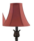 Buffet Table Lamps Set Of 2 With Bronze Finish And Burgundy Fabric Shade, 25.75 Inches Tall, lamp detail with shade