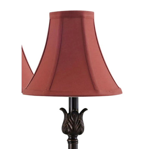 Buffet Table Lamps Set Of 2 With Bronze Finish And Burgundy Fabric Shade, 25.75 Inches Tall, lamp detail with shade