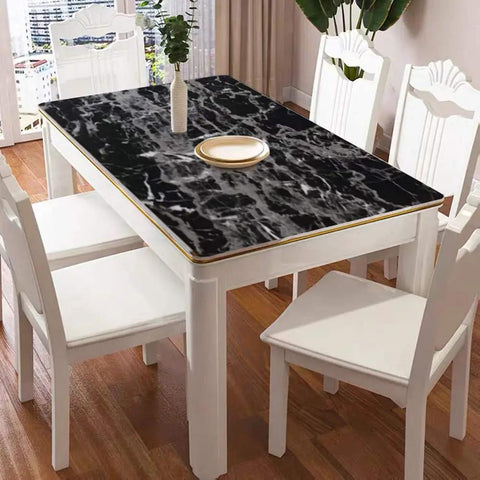 Dining table with black marble peel and stick wallpaper for countertops and backsplashes self adhesive vinyl wrap 11.8 by 78.7 inches