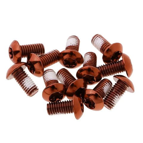Anti Slip Gel Disc Brake Screws M5 X 10Mm Steel Bolts Nuts For Mountain MTB Rotors 12 Pack T25 Drive Durable Orange Finish