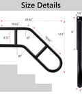 Detailed dimensions of Hella Secure U Shape Stair Handrail With Rock Solid Grip For Outdoor Steps And Porch Grab Bar.