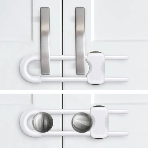 Kid Proof Cabinet Locks For Babies U Shaped Child Safety Latches Adjustable Tool Free Install Pack Of 2 for cabinet handles
