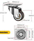 Hella Durable One Inch Furniture Casters Set Of Eight Low Profile Swivel Wheels Heavy Duty Roller Glides with dimensions diagram