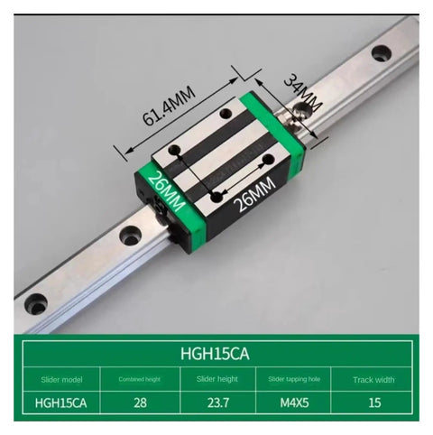 Heavy Duty Badass Slick Linear Guide Rail Kit With Four Precision HGR15 Carriage Sliders For CNC Machines and Diy Builds That Run Flawless All The Way, showcasing HGR15CA model.