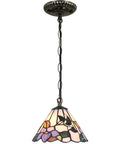 Cool Hummingbird Flower Tiffany Style Stained Glass Ceiling Pendant Fixture With 8 Inch Handmade Lampshade In Blue 39 Inch Chain Length Adjustable For E12 Bulb Handcrafted Craft Lighting.