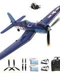 Corsair F4U 4 Channel RC Airplane With XPilot Stabilization, Three Flight Modes, accessories, and controller displayed