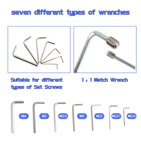 68 Piece Set Screw Kit With 24 Sizes Metric And SAE Hex Socket Grub Screws In 304 Stainless Steel With Hex Wrenches overview.