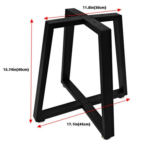Industrial Black Metal Table Legs Set 28 Inch High 24 Inch Wide Square Tube Heavy Duty DIY Furniture Legs for Dining Desks