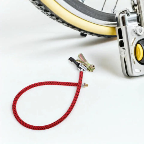 Three Pack Pro Grade Tire Pump Hose Replacement Tubes For Electric Bikes And Motorcycles In Red With Brass Connector