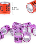 Custom Pigeon Leg Rings 8mm 100 Count Multicolor Aluminum Bird Foot Bands With Name And Number For Racing Training Homing Pigeons Parakeets Pet Bird ID Tags