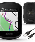 Edge 840 GPS Cycling Computer With Touchscreen And Button Controls, Advanced Navigation For Pro Riders and USB-C cable shown