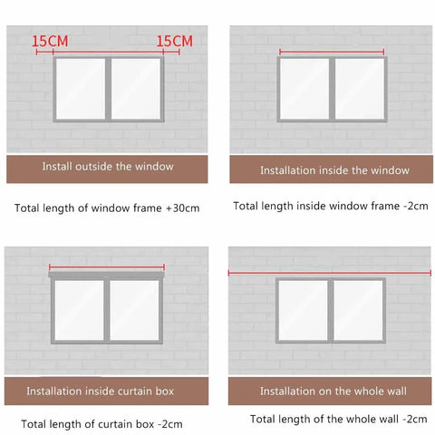 Rock Solid Heavy Duty Double Rail Sliding Barn Door Hardware Kit installation guide with measurements for window frames