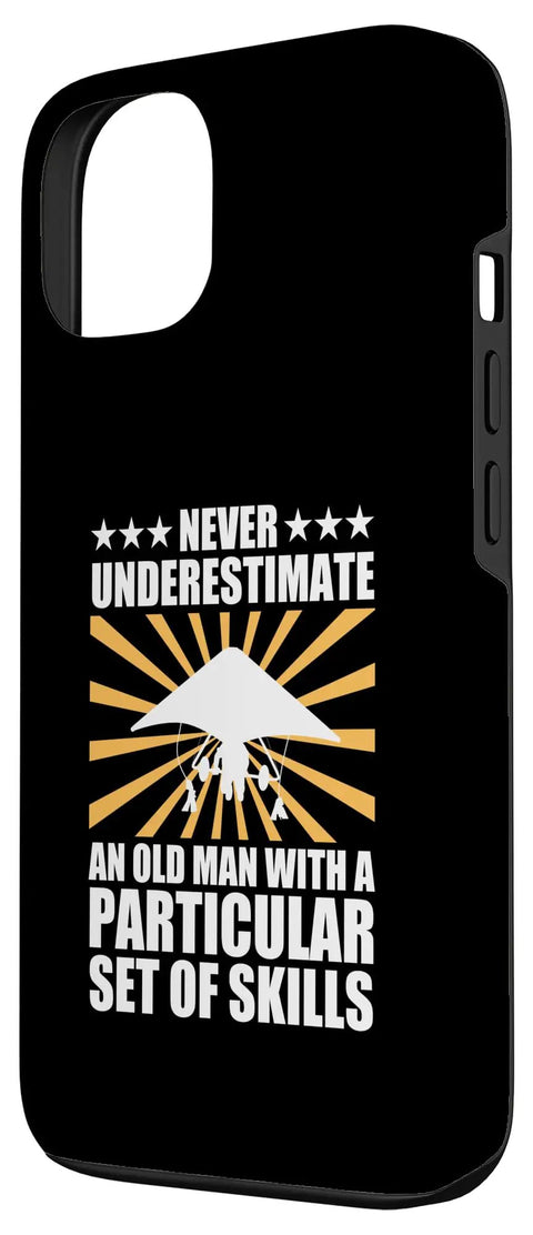 Funny Hang Glider Art Phone Case For iPhone 13 Two Part Protective Case with humorous text design, black background