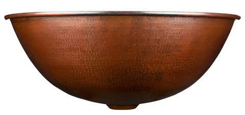 Side view of Handmade Aged Copper Vessel Sink 16 Inch Solid Copper Bathroom Sink With Top Notch Craftsmanship Easy Install Premium Quality Durable Classic Rustic Look No Compromise On Style Or Price.