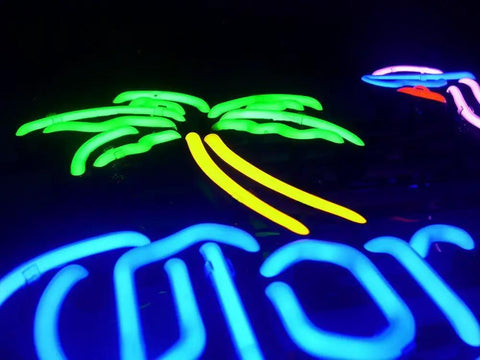 Corona Extra Pink Flamingo Real Glass Neon Light Sign with palm tree, home bar decor, hand blown gas-filled tube