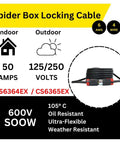 Real Deal 150 Foot Spider Box Generator Extension Cord Featuring 50 Amp Twist Lock Outlets And Tough As Nails True 6 4 Soow Cable for indoor and outdoor use.