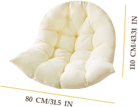 Milk white Comfy Hammock Swing Chair Cushion For Indoor And Outdoor Use, egg shape, size 80 CM x 110 CM.