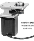 Professional Hollow Rotary Actuator Featuring Rock Solid Angular Precision And A Quick Adjust Belt Tension Knob Designed To Plug Into 86 Stepper Motors For Smooth Custom Machine Builds with aluminum body.
