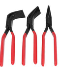 Three Piece Metal Bending Pliers Set With Straight 45 Degree And 90 Degree Jaws For Clean Sheet Metal Edges Handy Seamers