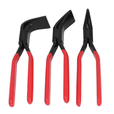Three Piece Pro Grade Heavy Duty Metal Bending Pliers Set With Jaws Straight 45 And 90 Degree Hand Seamers For Precise Sheet Metal