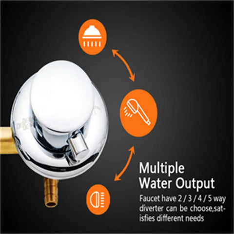 Solid Build 5 Way Brass Shower Diverter Valve With No Sweat Ceramic Cartridge for water output control