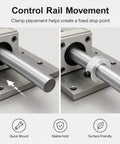 Solid Shaft Collar 20Mm Bore 40Mm OD Fits Sbr Series Rails As A Hella Secure Locking Stopper For Cnc Machines Made From Anodized Aluminum Alloy With M5 Screw Setup Ensuring Rock Solid Stability To Hit Marks Every Time With Zero Wobble Guarantee. 20mm shaft collar on SBR rail, anodized aluminum with M5 screw