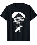 Paragliding Dino Tee With Paramotor Motif For Adventure Junkies Lightweight Black T Shirt Featuring A Dino Powered Paraglider Design