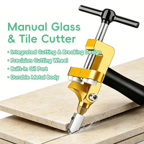 All In One Glass And Tile Cutter Kit With T Handle And Breaker Pliers showing integrated cutting design and oil port.