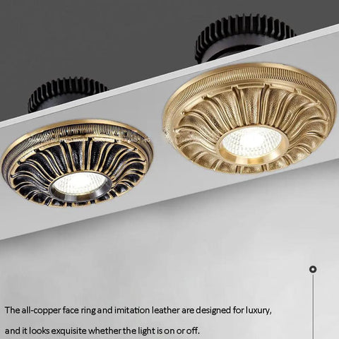 Close-up view of UWYTGF 6 Pack Led Can Lights Retrofit Recessed Lighting, showing stylish brass design and luxury details.