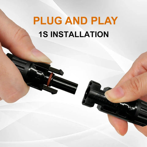 Y Branch Solar Connector Kit For Panels For Parallel Wiring M FF And F MM Adapters 1 Pair Copper Tinned Cores shown in hands