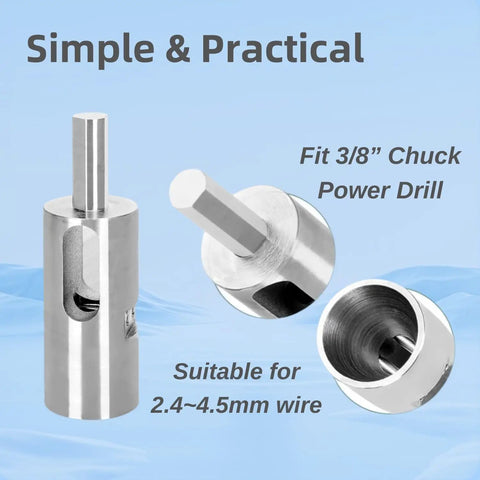 Chain Link Fence Twist Ties Tool For 8 9 10 11 Gauge Wire, Drill Chuck Compatible Twist Ties, fits 3/8 inch chuck, close-up view