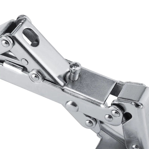Close-up of Beefy Heavy Duty Cabinet Hinges with Carbon Steel Build 150-170 Degree Adjustable Wide Opening Hydraulic Cupboard Hinges for Thick Doors 16-40mm with Screws