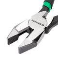 9.5 Inch Linesman Pliers With Side Cutters And Spring Loaded Action Black Drop Forged CrV Steel For Tough Wires Up To 2.3 Millimeters