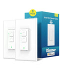 Smart Dimmer Switch Single Pole 2 Pack With HomeKit Alexa Google Assistant And SmartThings 2.4GHz WiFi For Dimmable LED Lights Neutral Wire Required Remote Control And Scheduling product image showing the packaging and two switches
