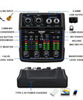 M12 USB Audio Interface With 2 Channel Mixer XLR And 3.5mm Input 48V Phantom Power Plug visual with inputs and controls.